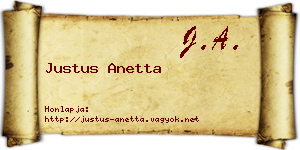 Justus Anetta névjegykártya